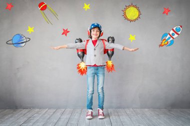 Jet paketi ile çocuk