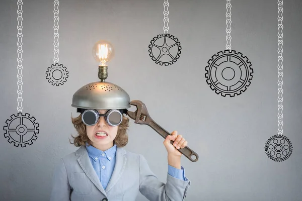 Child with toy virtual reality headset — Stock Photo, Image