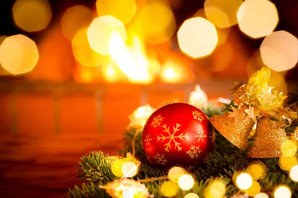 Χριστούγεννα στεφάνι με φώτα — Φωτογραφία Αρχείου