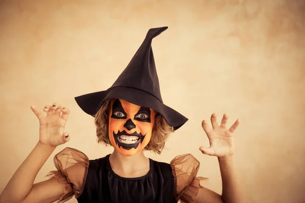 Funny child dressed witch costume — Stock Photo, Image