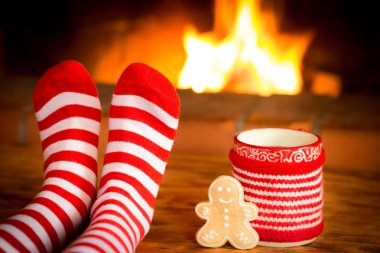 Şömine çocuk Noel çorap