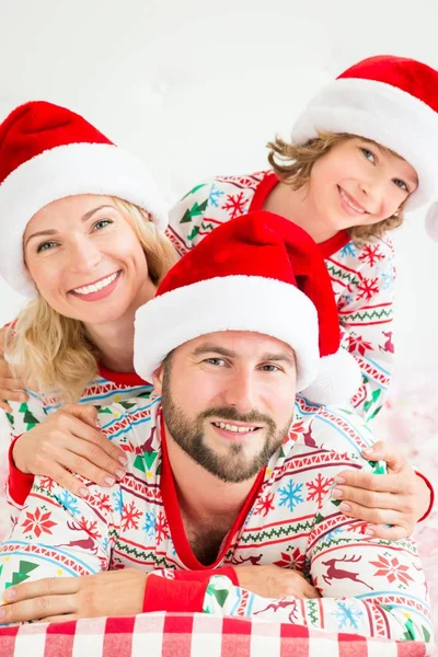 Happy family in Christmas eve — Stock Photo, Image