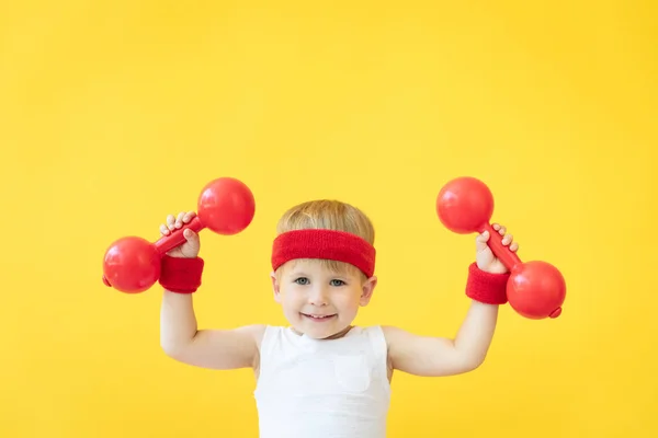 Funny kid sportsman — Stock Photo, Image