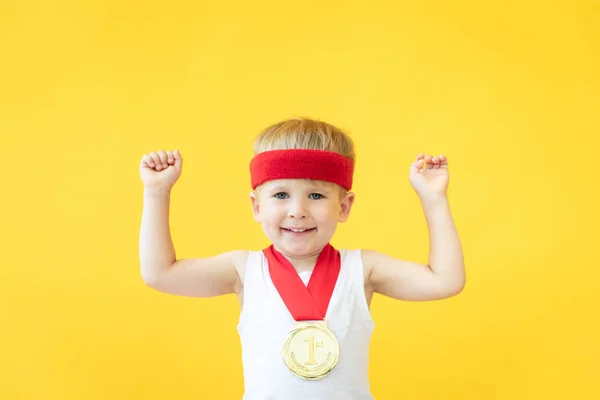 Funny kid sportsman — Stock Photo, Image