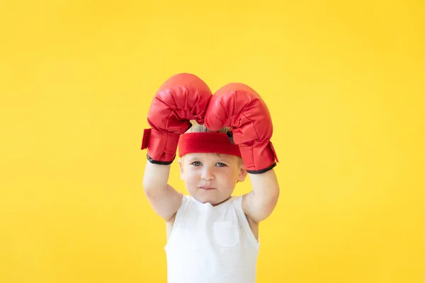 Funny kid sportsman — Stock Photo, Image