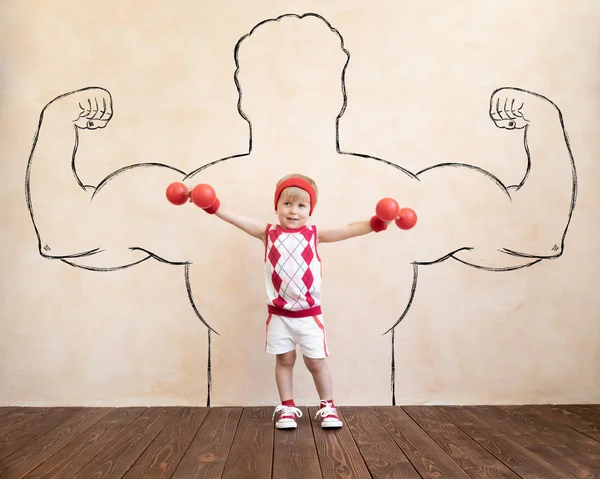 Funny kid sportsman — Stock Photo, Image