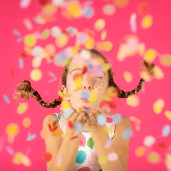 Portrait of fancy girl against pink background — Stock Photo, Image