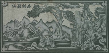 Taş mimarisi ve arka plan üzerinde Çin Sanat 