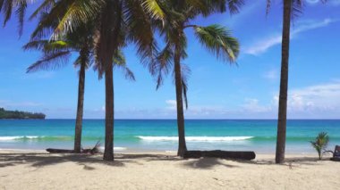Karon beach, Phuket Thailand, Landscape View of beach in sun light summer sun. 4K UHD. Video Clip.