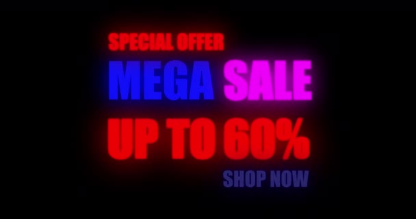 Mega Verkauf Bis Endverkauf Logo Banner Auf Rotem Hintergrund — Stockvideo