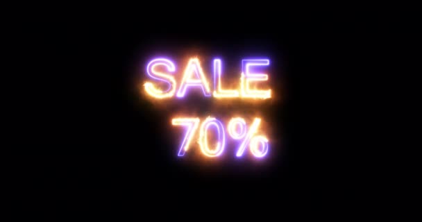 Prodej Neon Znamení Černém Pozadí — Stock video