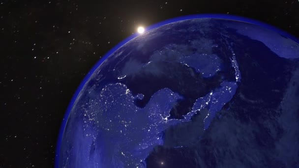 Hermoso Horizonte Del Mundo Del Amanecer Planeta Tierra Desde Espacio — Vídeo de stock