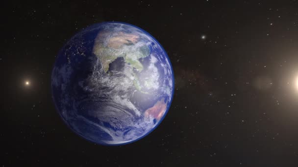 Kaunis Auringonnousun Maailman Horisontti Maa Planeetta Avaruudesta Planeetta Maa Pyörii — kuvapankkivideo
