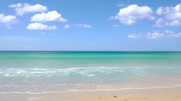 Praia Verão Areia Mar Vista Paisagem Praia Mar Azul Com — Vídeo de Stock