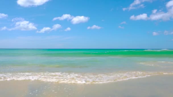 Letní Písek Moře Krajina Pohled Pláž Modré Moře Modrým Nebem — Stock video