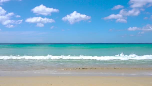 Hermosa Naturaleza Playa Mar Vista Playa Azul Mar Cielo Azul — Vídeos de Stock