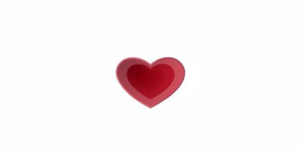 Анимированное Видео Анимированные Красные Сердца Красивом Белом Фоне — стоковое видео