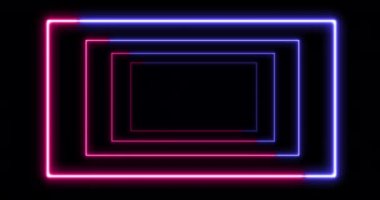 Siyah arka planda uzayda pembe ve mavi renkli bir neon ışığı. Sosyal medya ve sosyal ağ kavramı