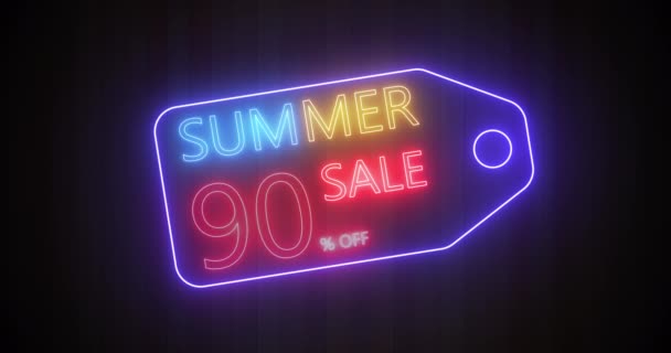 Neon Sign Sale Banner Black Background — Stock Video