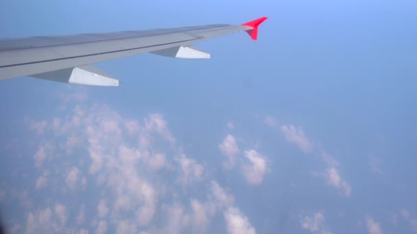 飛行機の窓から角度で撮影されたビデオ映像 — ストック動画