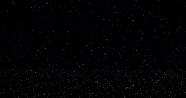 Schnee Weltraum Auf Schwarzem Hintergrund — Stockvideo