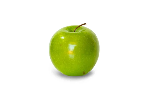 Grönt Äpple Skärning Isolerad Vitt — Stockfoto