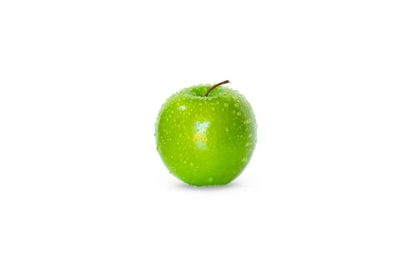 Groene Appel Gesneden Geïsoleerd Wit — Stockfoto