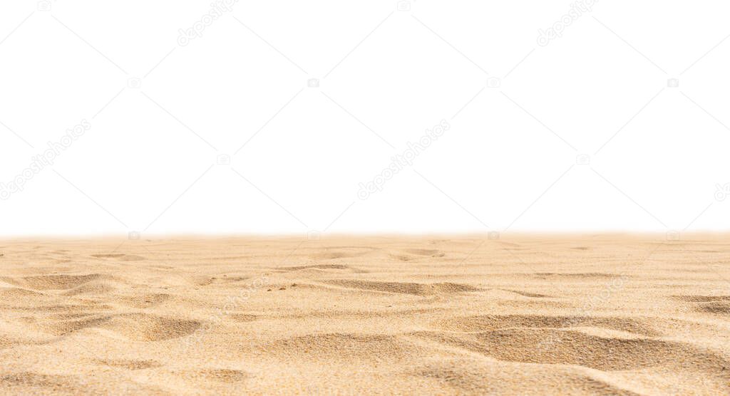 Beach sand texture isolated on white background.