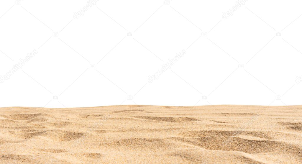 Beach sand texture isolated on white background.