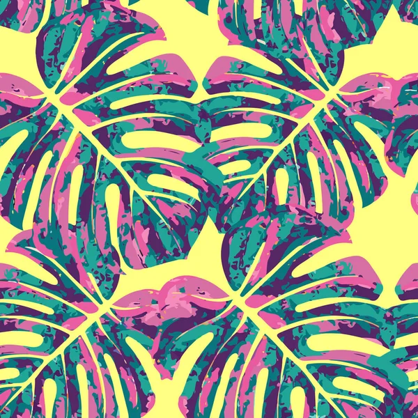 Monstera yaprakları ile vektör seamless modeli.