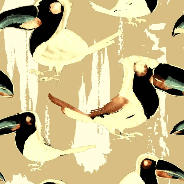 Toucan μοτίβο. Τροπικό πτηνό απρόσκοπτη ταπετσαρία. — Φωτογραφία Αρχείου