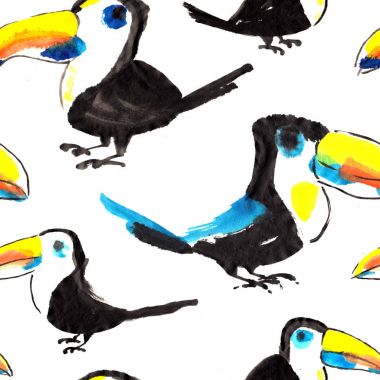 Toucan desen. Tropikal sorunsuz kuş duvar kağıdı.
