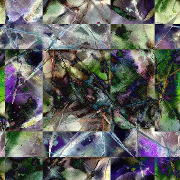 Aquarel naadloze patchwork patroon. — Stockfoto