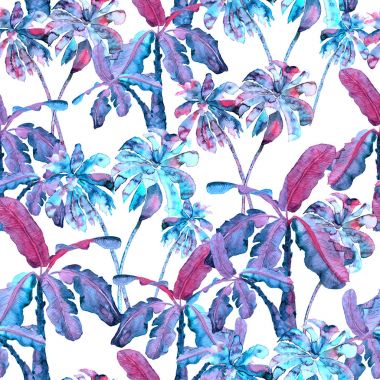 Palmiye desen. Suluboya muz ağacı sorunsuz Yazdır. 