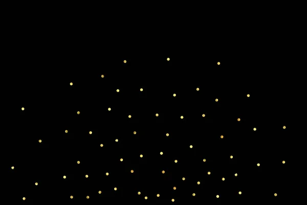 Glitter partículas de ouro sobre fundo preto. Efeito de poeira de estrela vetorial isolado no fundo escuro. 2018 cartão de Natal com brilhante caindo pequeno confete. Modelo de convite de luxo. Textura espumante . — Vetor de Stock