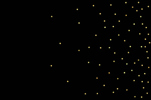 Partículas de oro brillante sobre fondo negro. Efecto de polvo de estrella vectorial aislado sobre fondo oscuro. Tarjeta de Navidad 2018 con confeti diminuto que cae brillante. plantilla de invitación de lujo. Textura espumosa . — Vector de stock