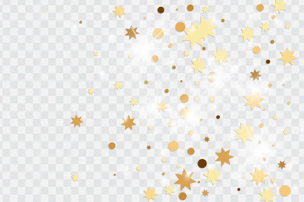 Falling stars, tinsels and confetti background.