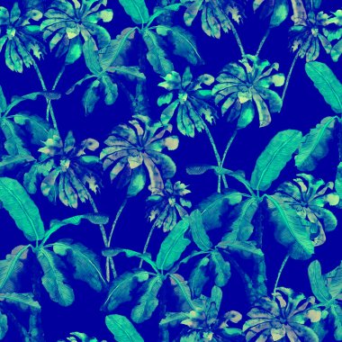 Palmiye desen. Suluboya muz ağacı sorunsuz Yazdır. 