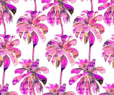 Palmiye desen. Egzotik suluboya Seamless Modeli