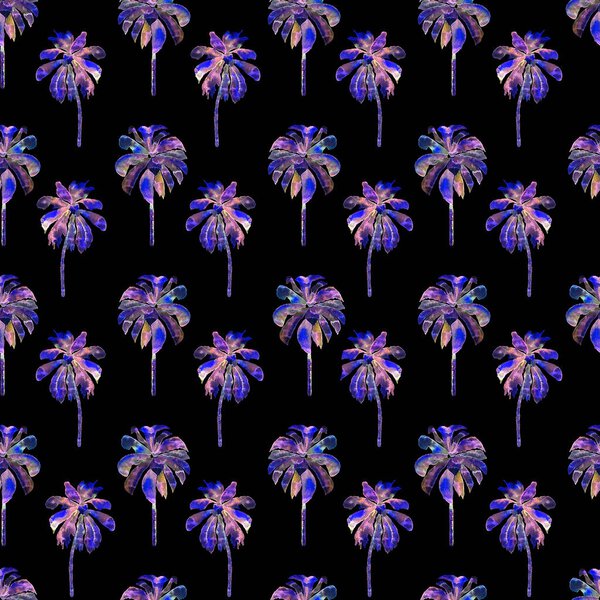 Palm Pattern. Exotic Watercolor Seamless Pattern