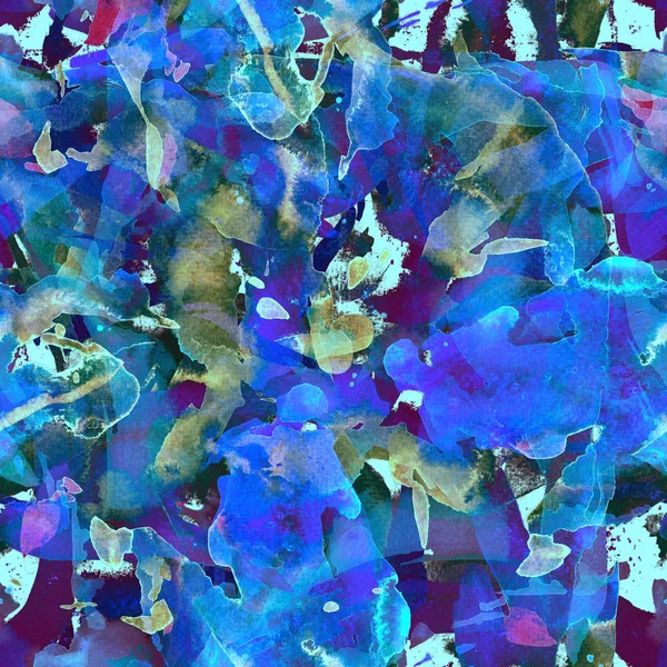 Aquarel naadloze patroon met abstracte strepen, stippen en penseelstreken. — Stockfoto