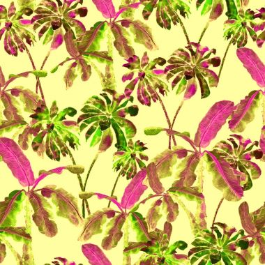 Palmiye desen. Suluboya muz ağacı sorunsuz Yazdır. 