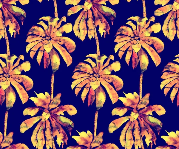 Wzór Palm. Egzotyczne akwarela bezszwowe wzór — Zdjęcie stockowe