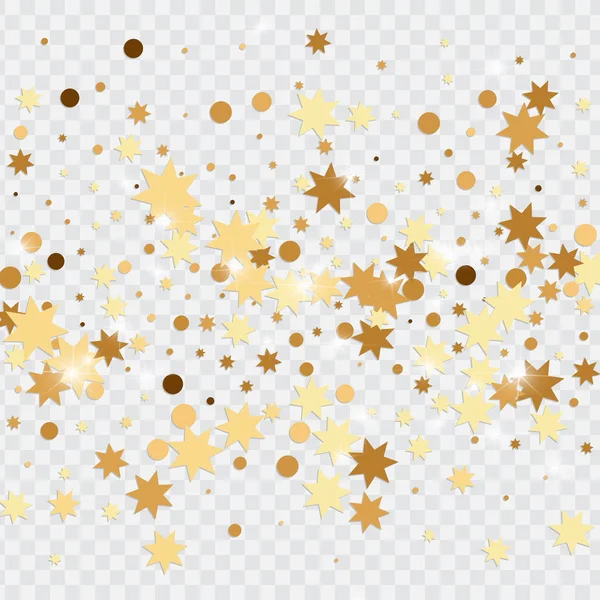 Vector dourado confetti em fundo transparente . — Vetor de Stock