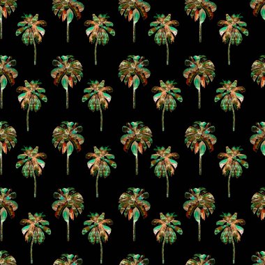 Palmiye desen. Egzotik suluboya Seamless Modeli