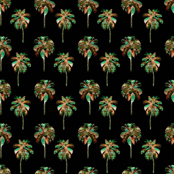 Palm Pattern. Exotic Watercolor Seamless Pattern