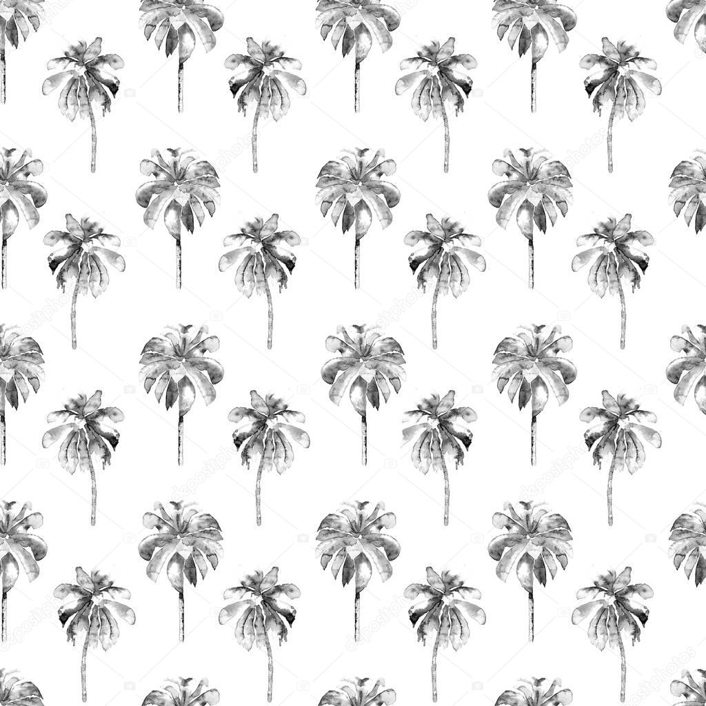 Palm Pattern. Exotic Watercolor Seamless Pattern