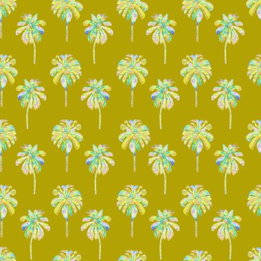 Palmiye desen. Egzotik suluboya Seamless Modeli