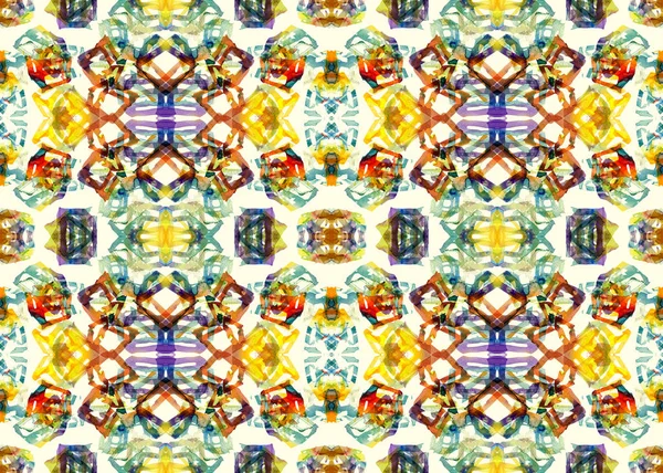 Ethnic pattern. Watercolor geometric seamless pattern. — Stock Photo, Image