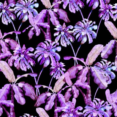 Palmiye desen. Suluboya muz ağacı sorunsuz Yazdır. 